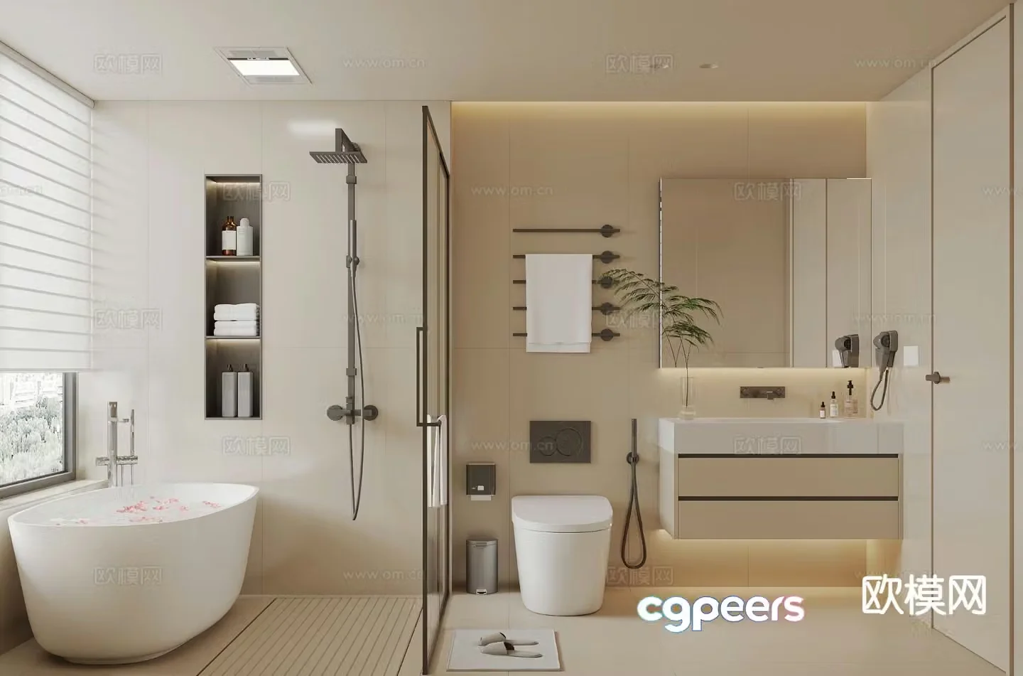 Cream style bathroom bathroom master bathroom 3d model