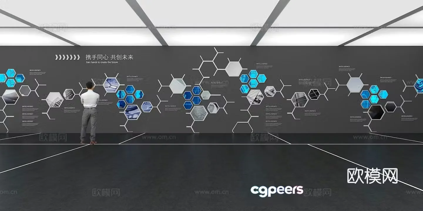 Cultural wall Corporate culture wall Display wall Theme wall Exhibition hall Campus culture Corridor 3D model