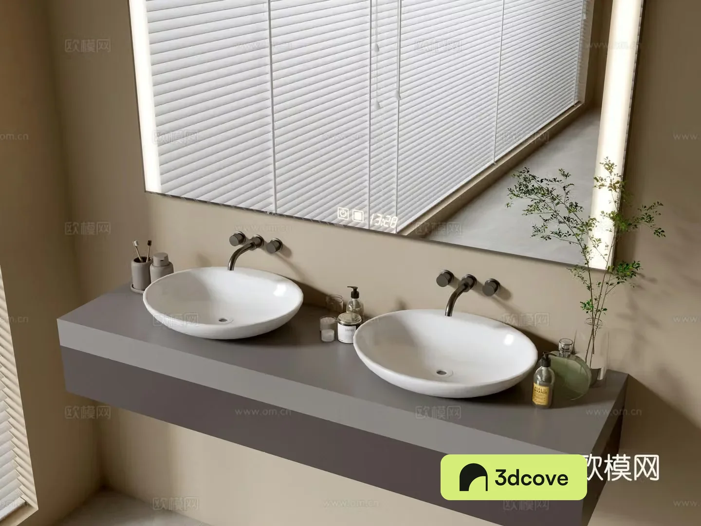 Modern bathroom cabinet bathroom basin bathroom ornaments mirror cabinet sink