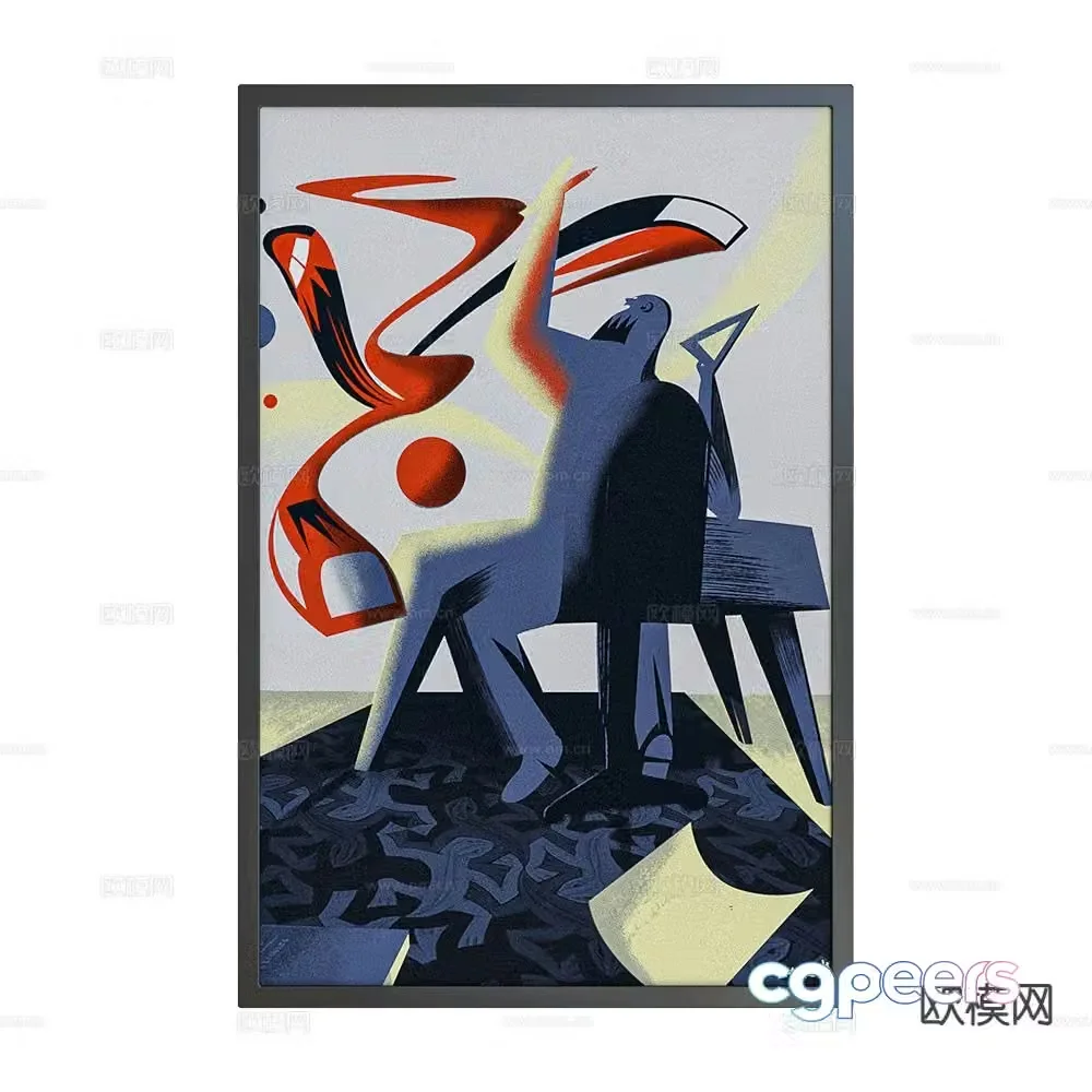 NC Design hanging painting decorative painting abstract figure painting 3d model