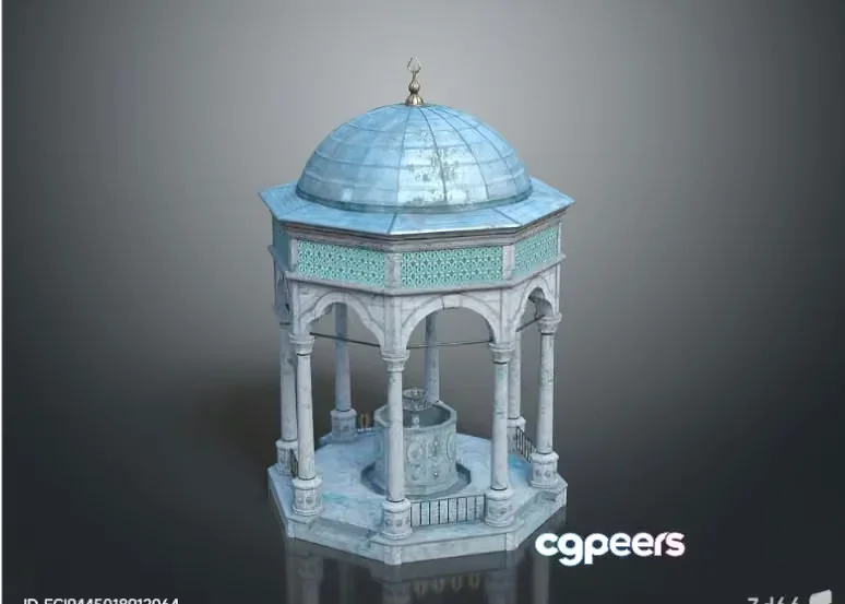 A Blue Gazebo 3D Model – 6674 – VRAY Render