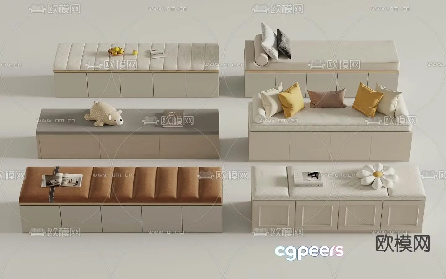 Modern bay window cabinet bay window cushion cushion cushion 3D model
