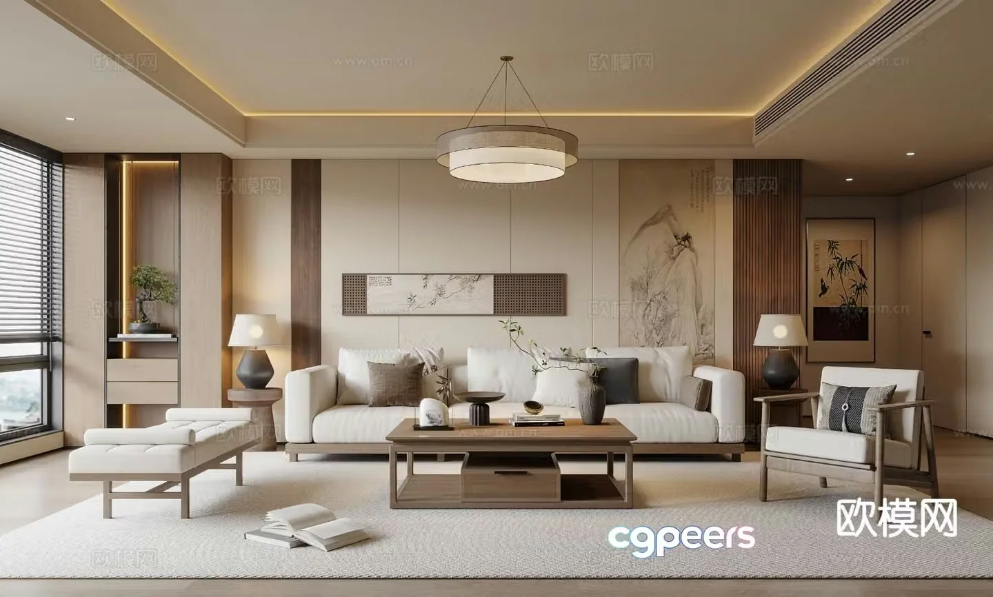 New Chinese style living room 3d model