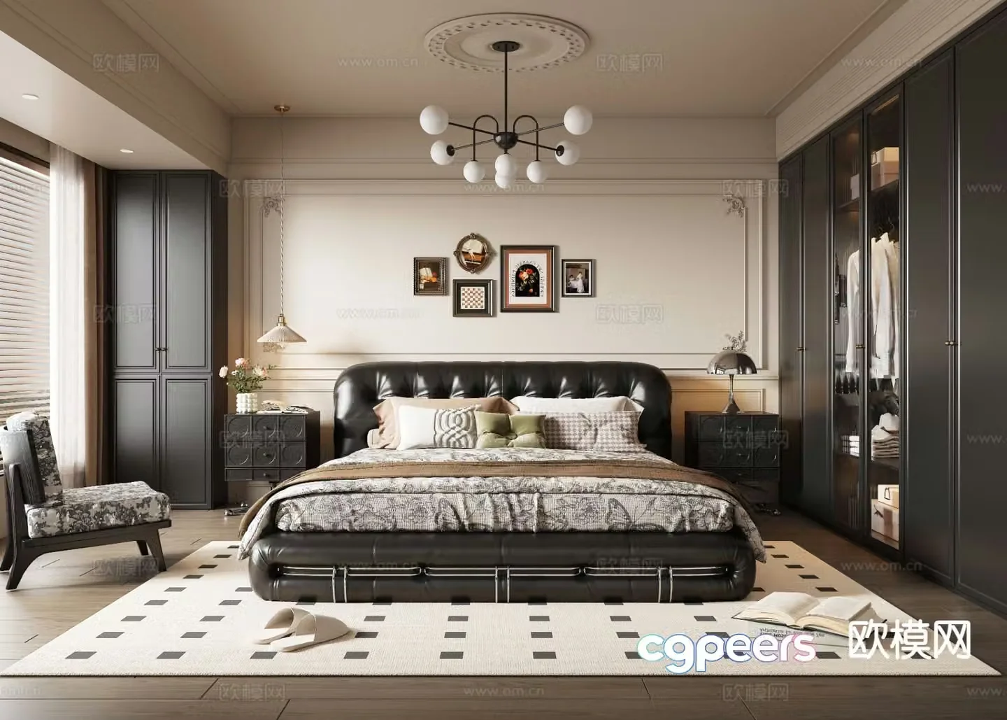 French retro bedroom master bedroom 3d model