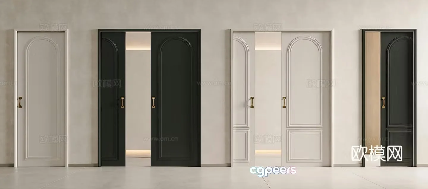 French sliding door French solid wood sliding door French pocket door Room door Ghost door Hanging rail sliding door 3D model