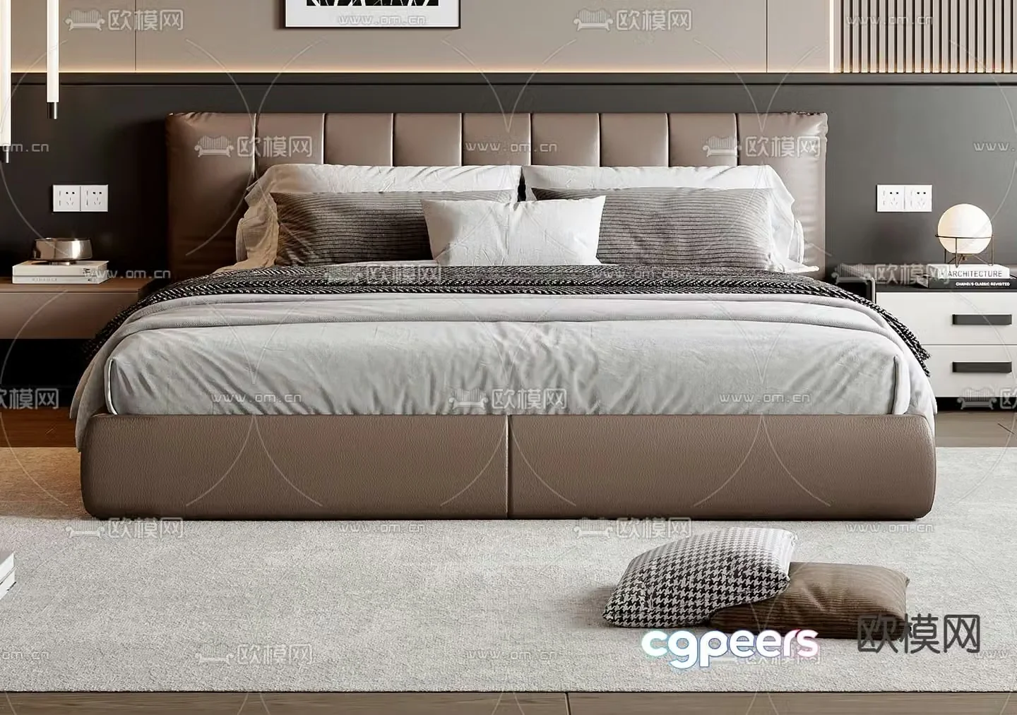 Italian double bed 3d model