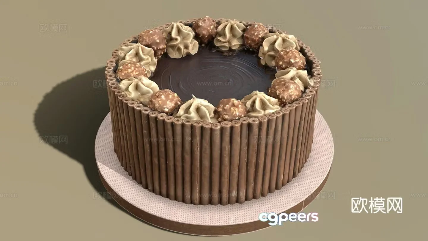Food and drink Cream cake Chocolate cake Double layer cake Birthday cake 3d model