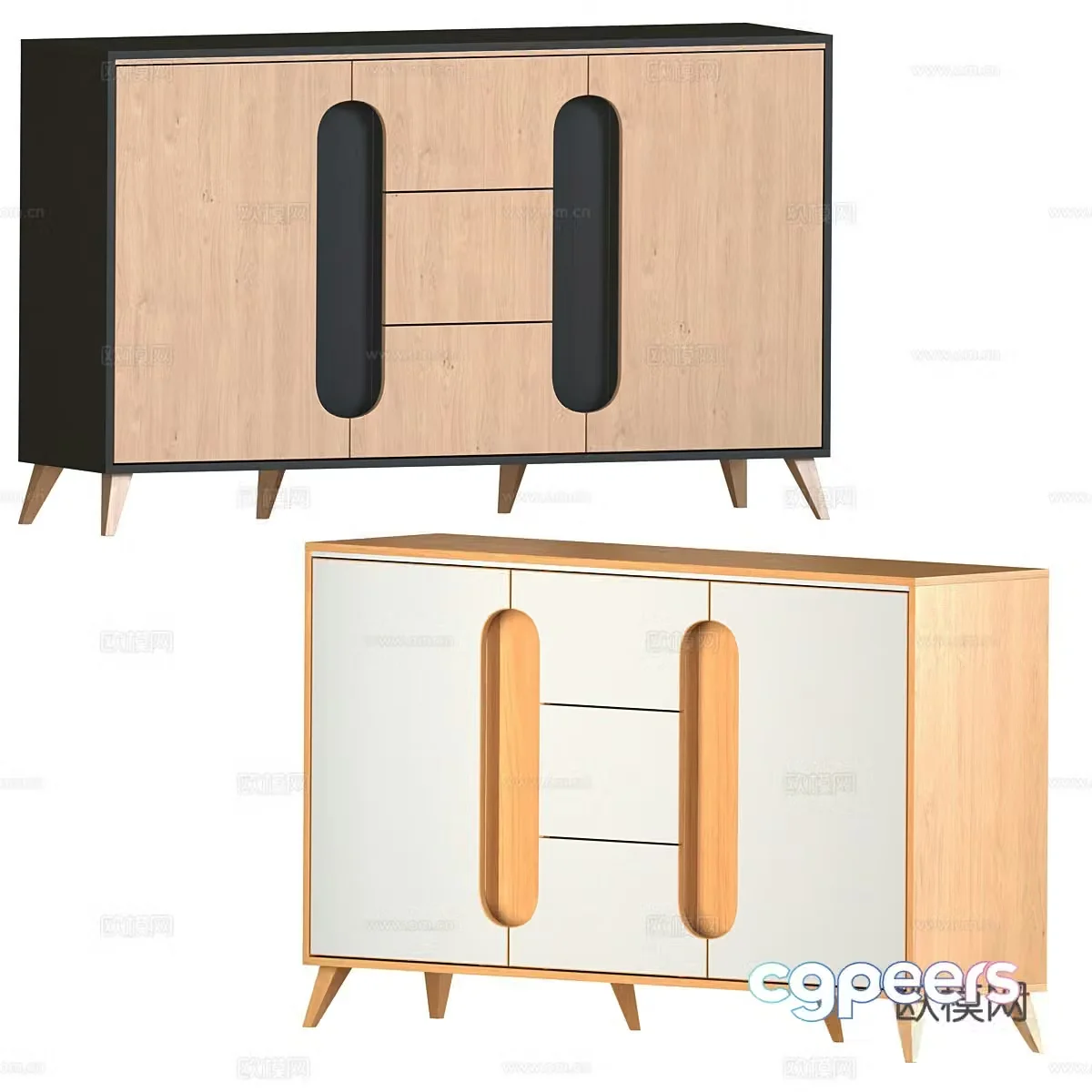 Children’s side cabinet Creamy wind side cabinet Decorative cabinet Storage cabinet Storage cabinet Solid wood cabinet Low cabinet 3D model
