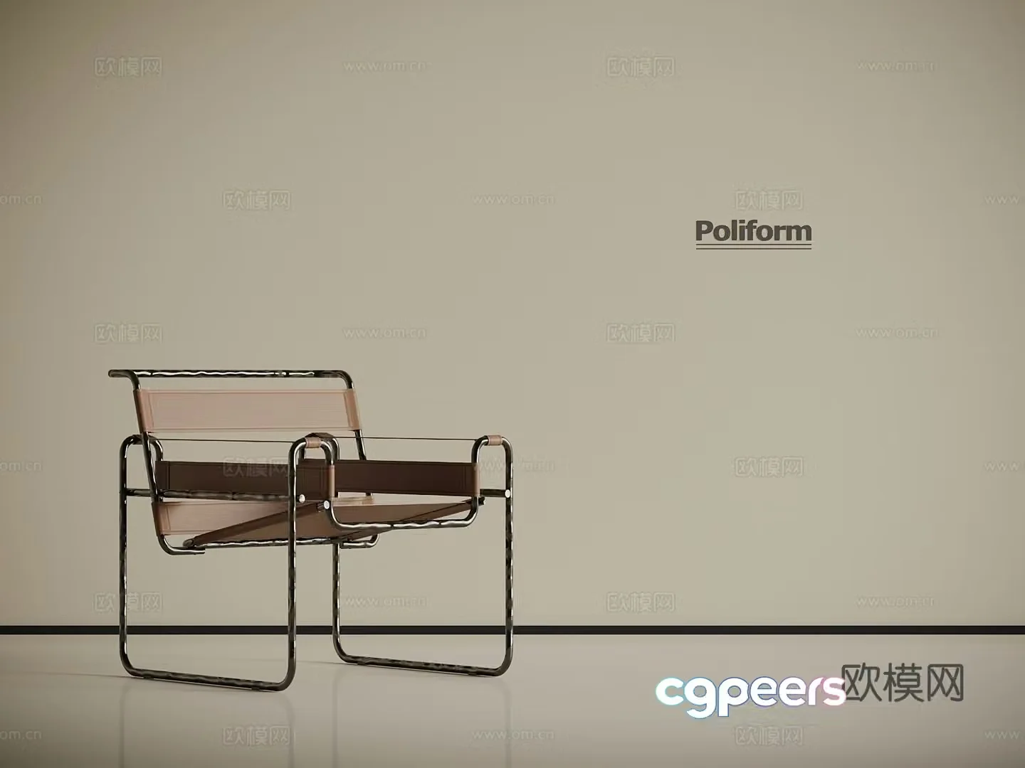 Modern Italian casual chair Metal leisure chair 3d model