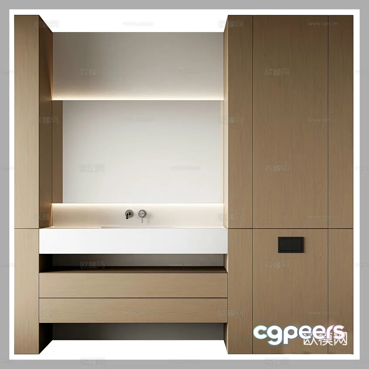 Middle-aged bathroom cabinet solid wood bathroom cabinet homestay bathroom cabinet bathroom sink bathroom mirror washbasin desk 3D model
