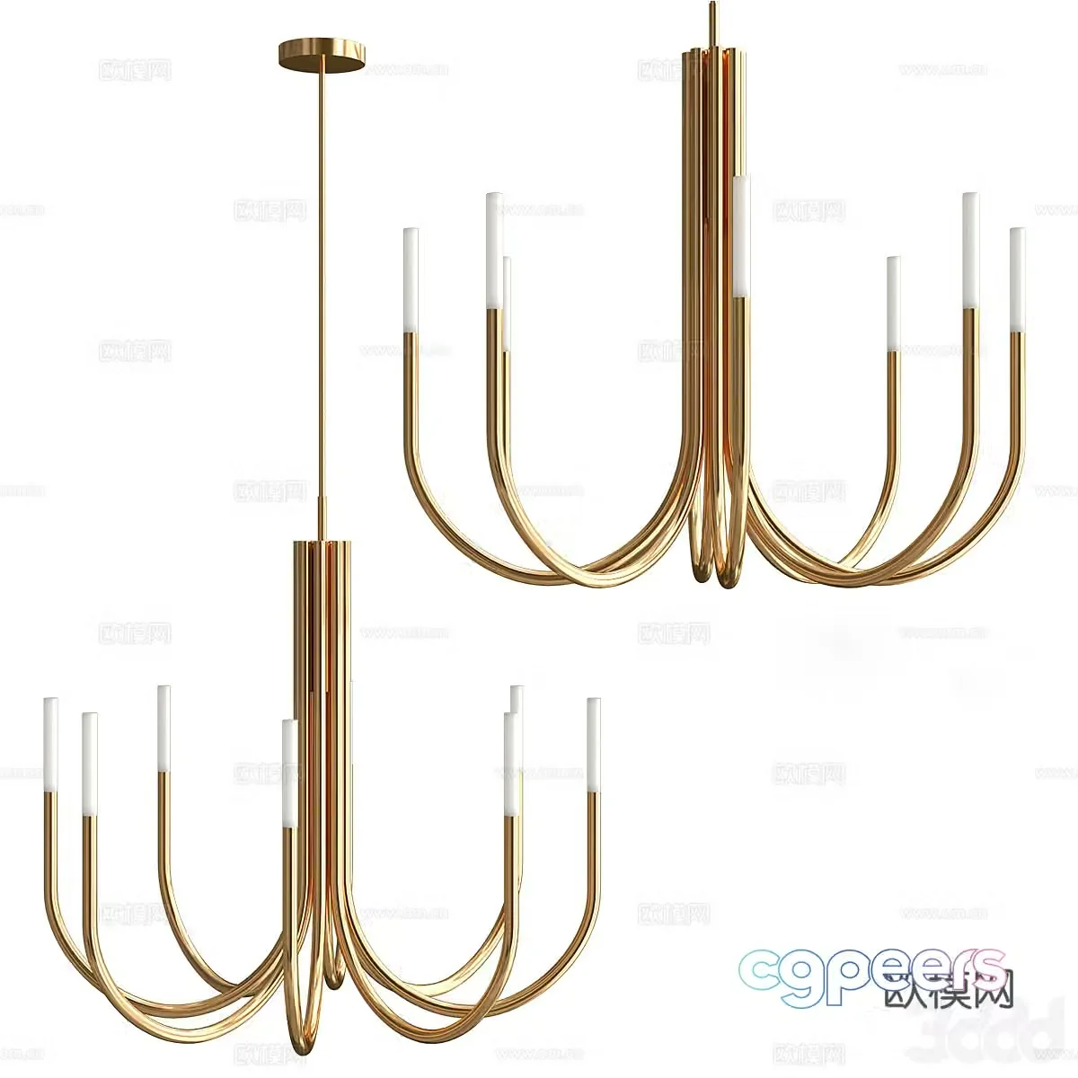 Light luxury hall chandelier 3D model