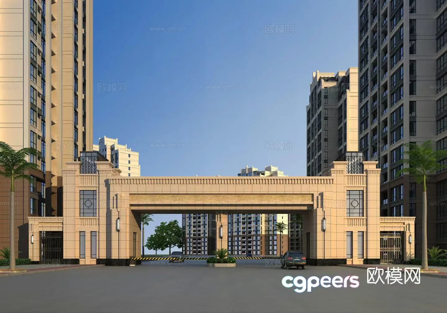 European simple community entrance 3D model