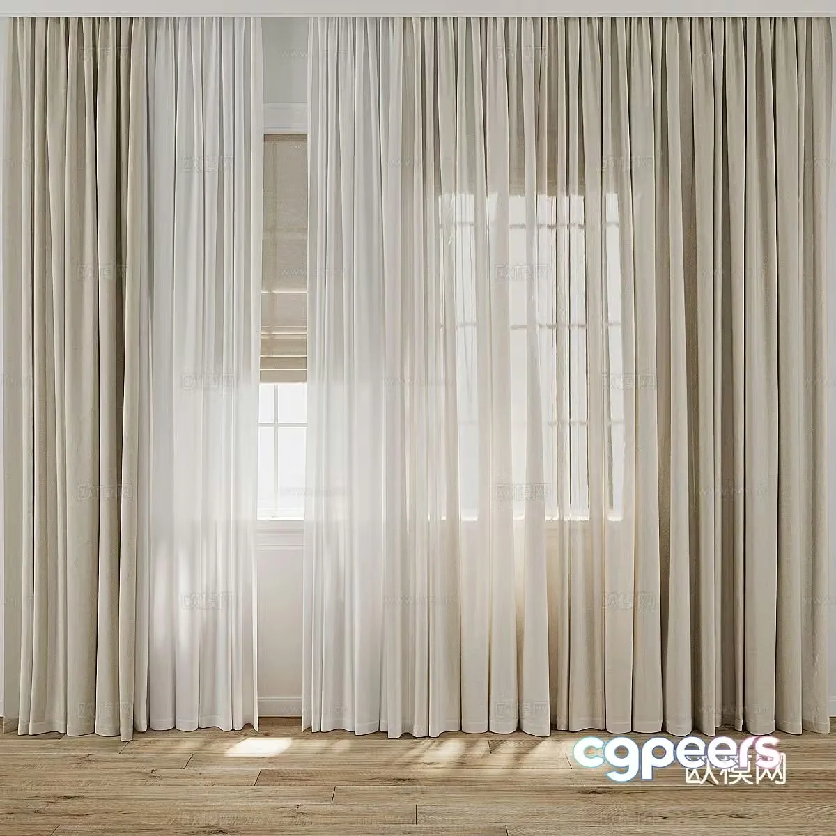 Plain curtain screen gauze curtain 3d model