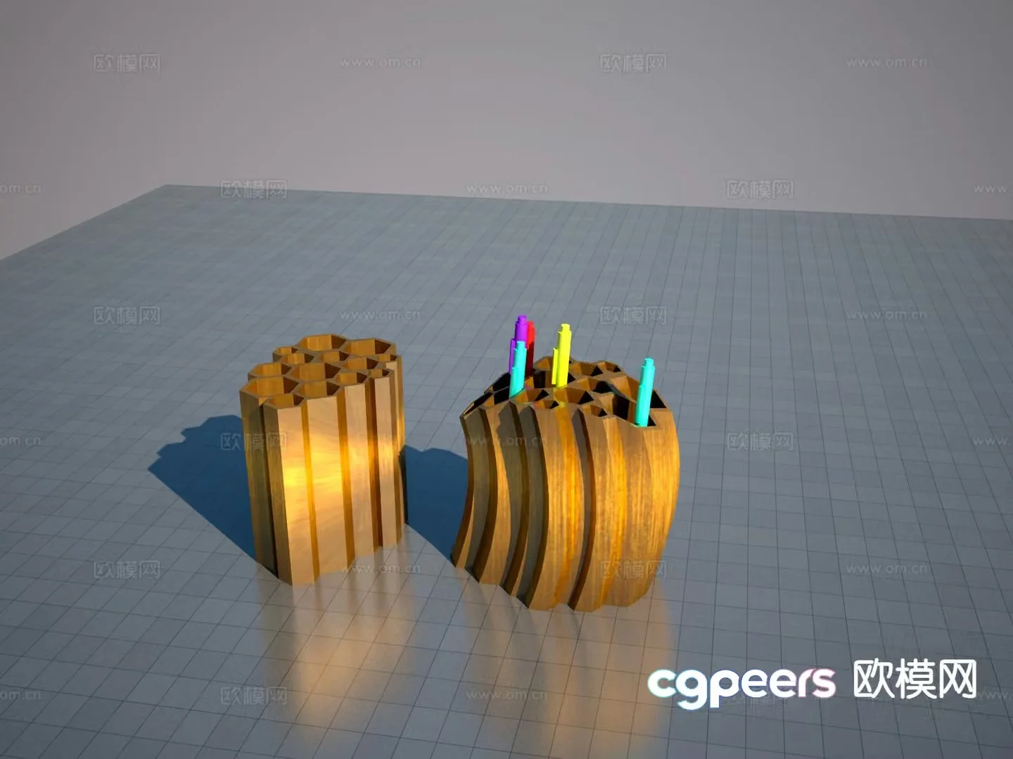 Modern honeycomb pen holder 3d model