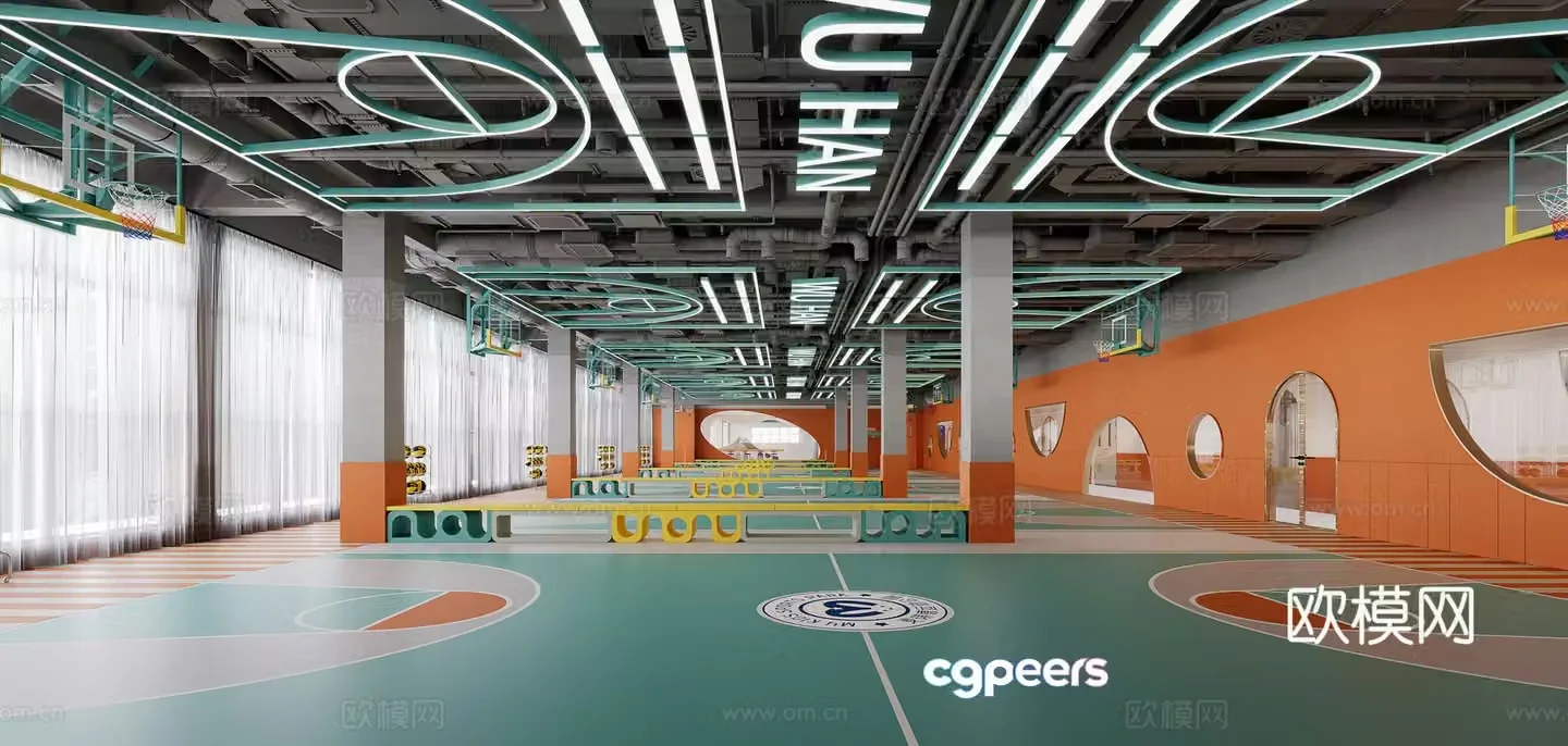 Modern children’s basketball hall 3d model