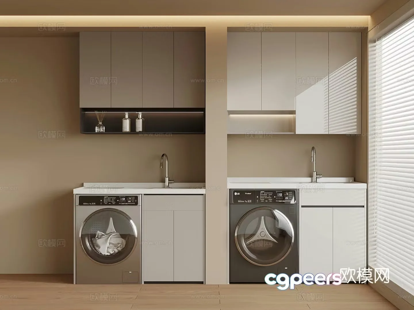 Modern washing machine cabinet balcony cabinet 3d model