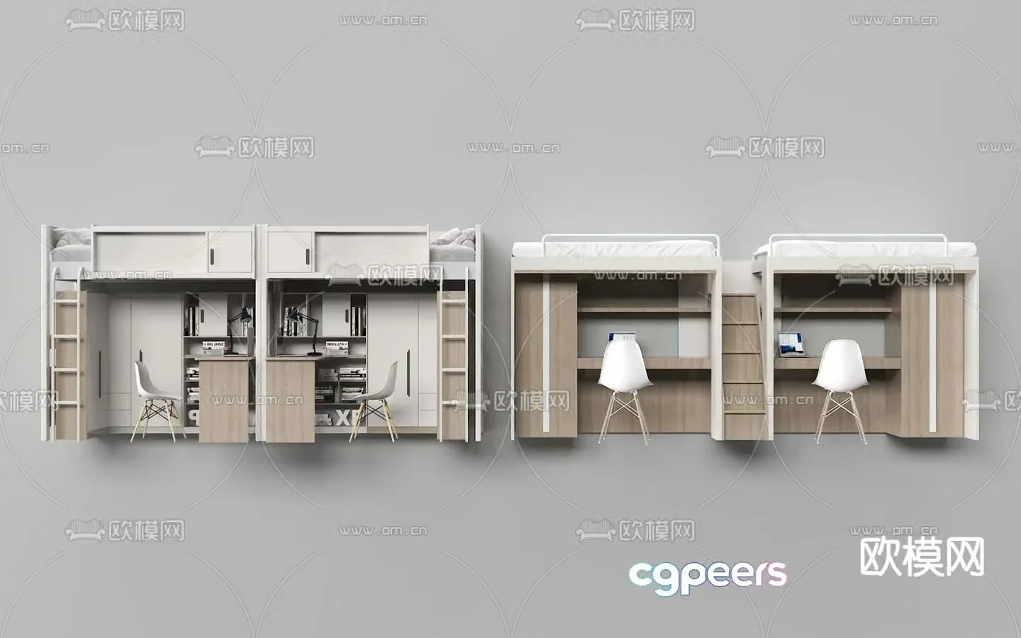 Dormitory bed bunk bed bunk bed 3d model