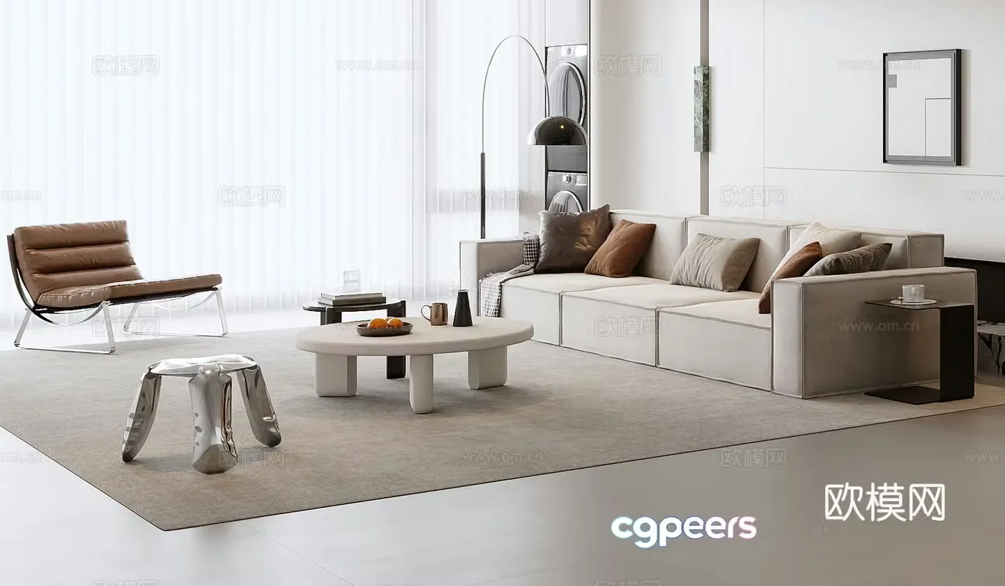 Modern sofa coffee table combination 3D model