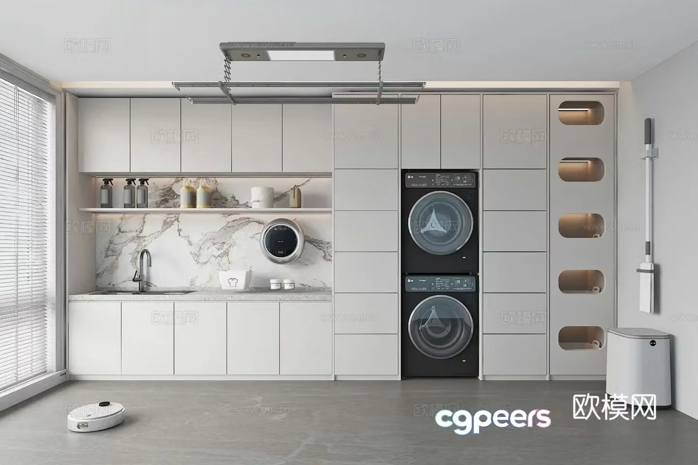 Modern balcony washing machine cabinet 3d model