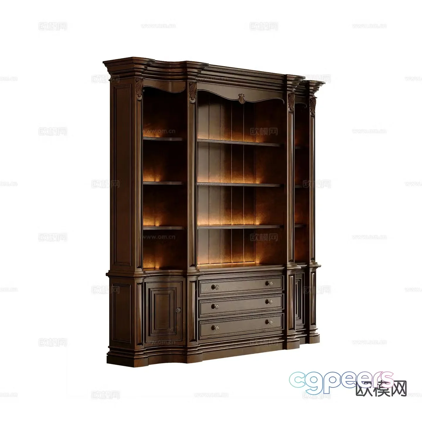 American bookcase decorative cabinet 3d model