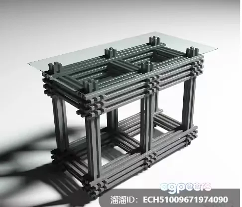 Gray Metal Table 3D Model – 8737 – VRAY Render