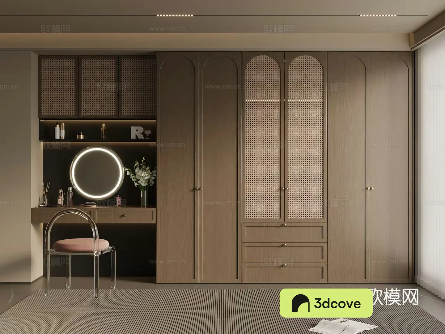 Middle Chinese style wardrobe master bedroom wardrobe dressing table