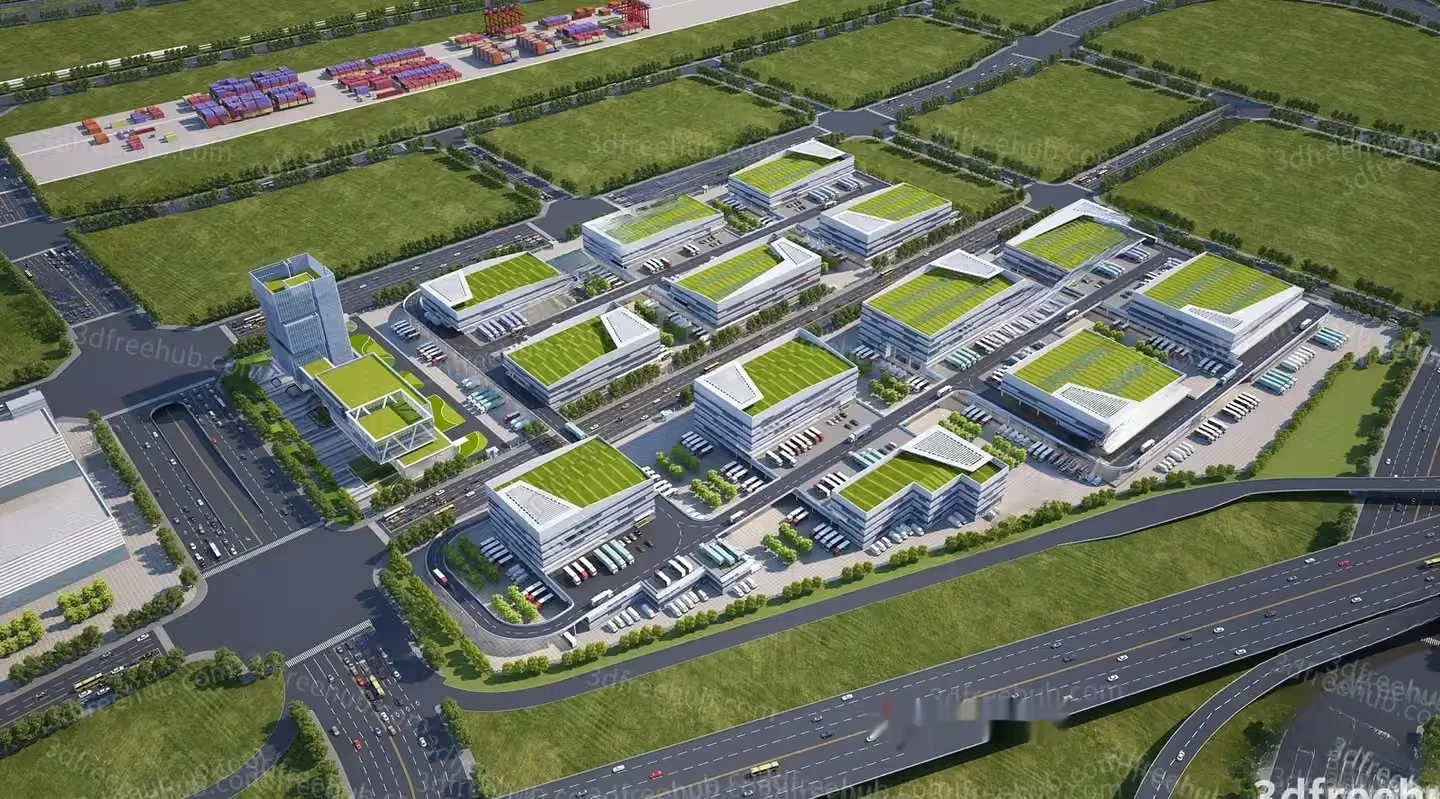 A Large-Scale 3D Rendering Of A Commercial Complex 3D Model – 18750 – VRAY Render