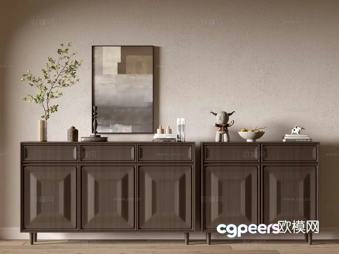 Nordic entrance cabinet side cabinet 3d model