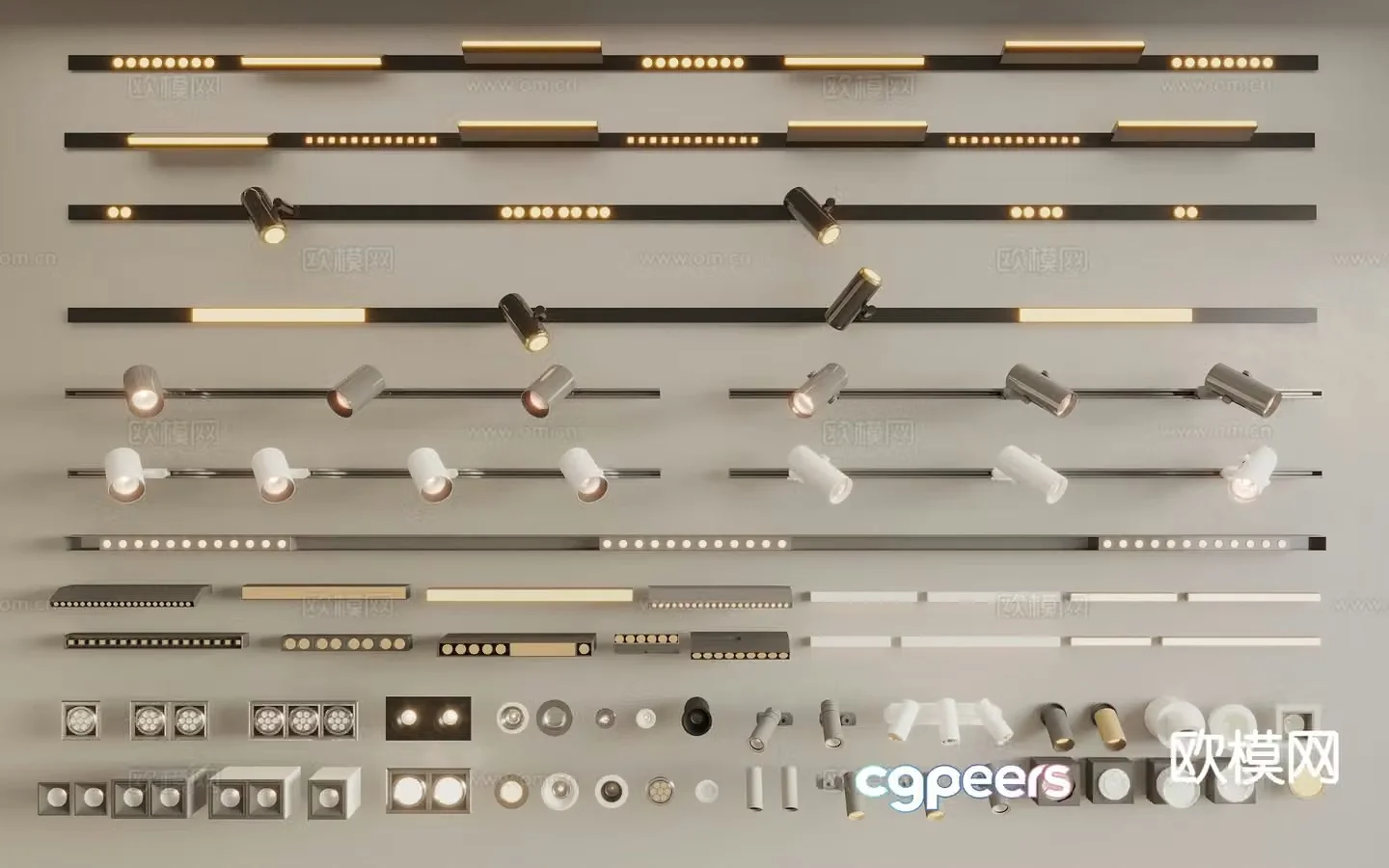 Magnetic track light linear light downlight spotlight turning track light 3D model