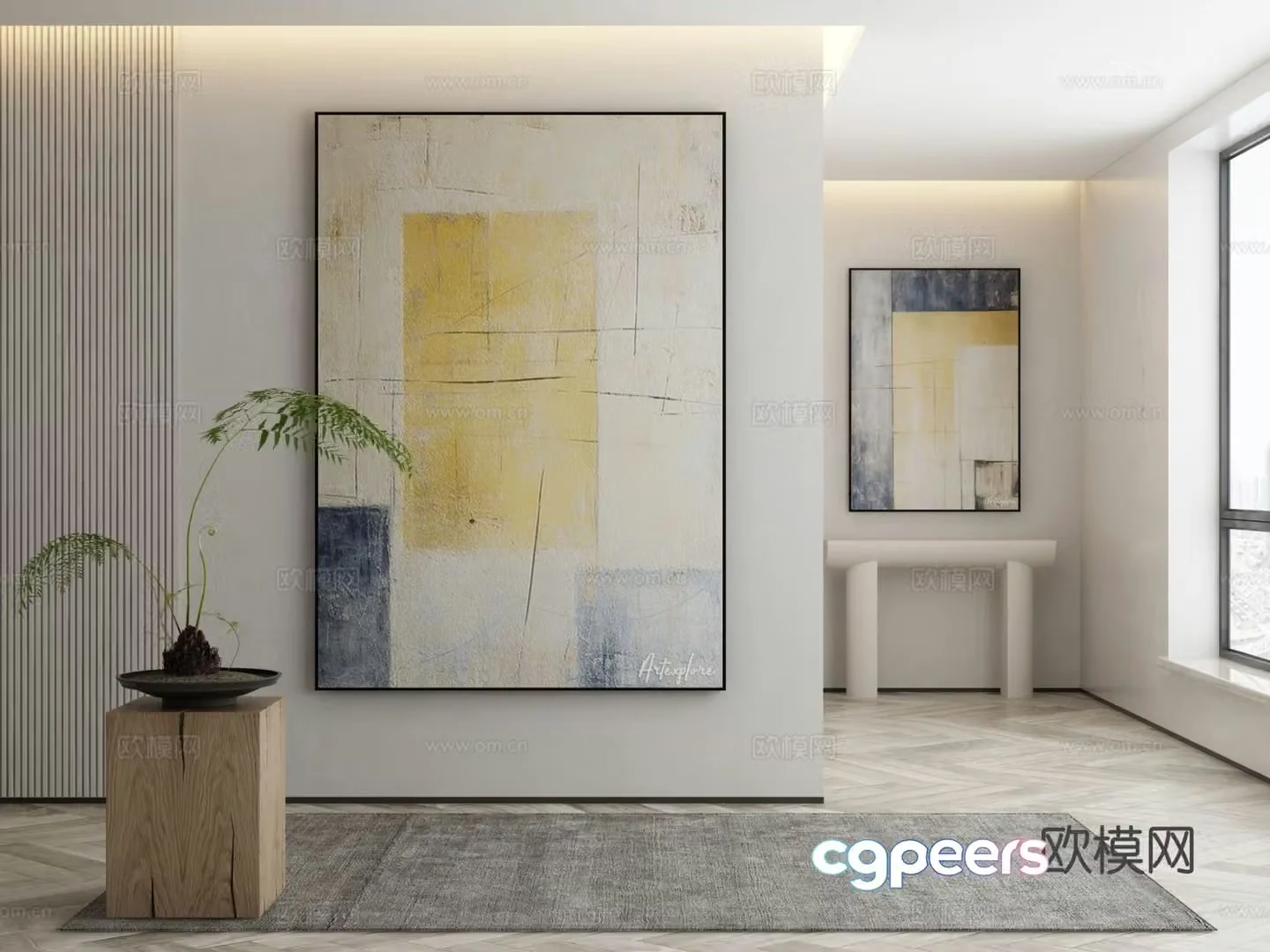 Modern texture painting decorative painting 3d model