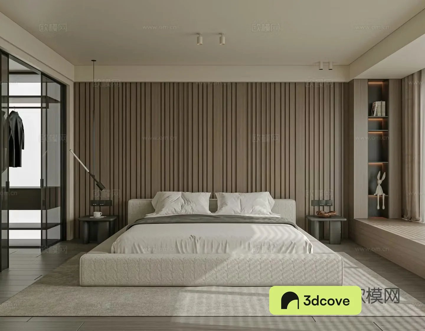 Modern bedroom bed nightstand jewelry
