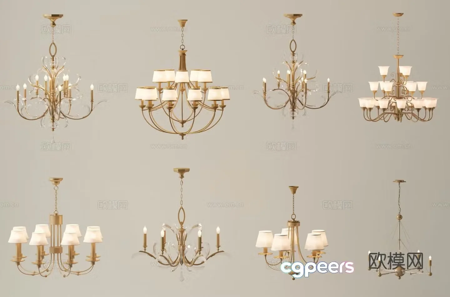 American chandelier multi-head chandelier 3d model