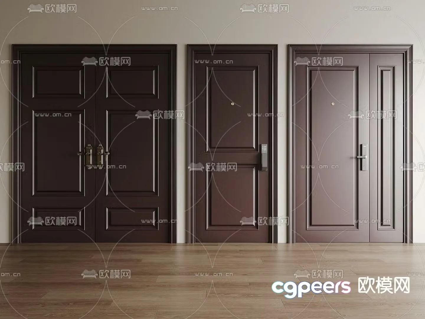 Security door entrance door double open door mother and child door fingerprint lock 3D model