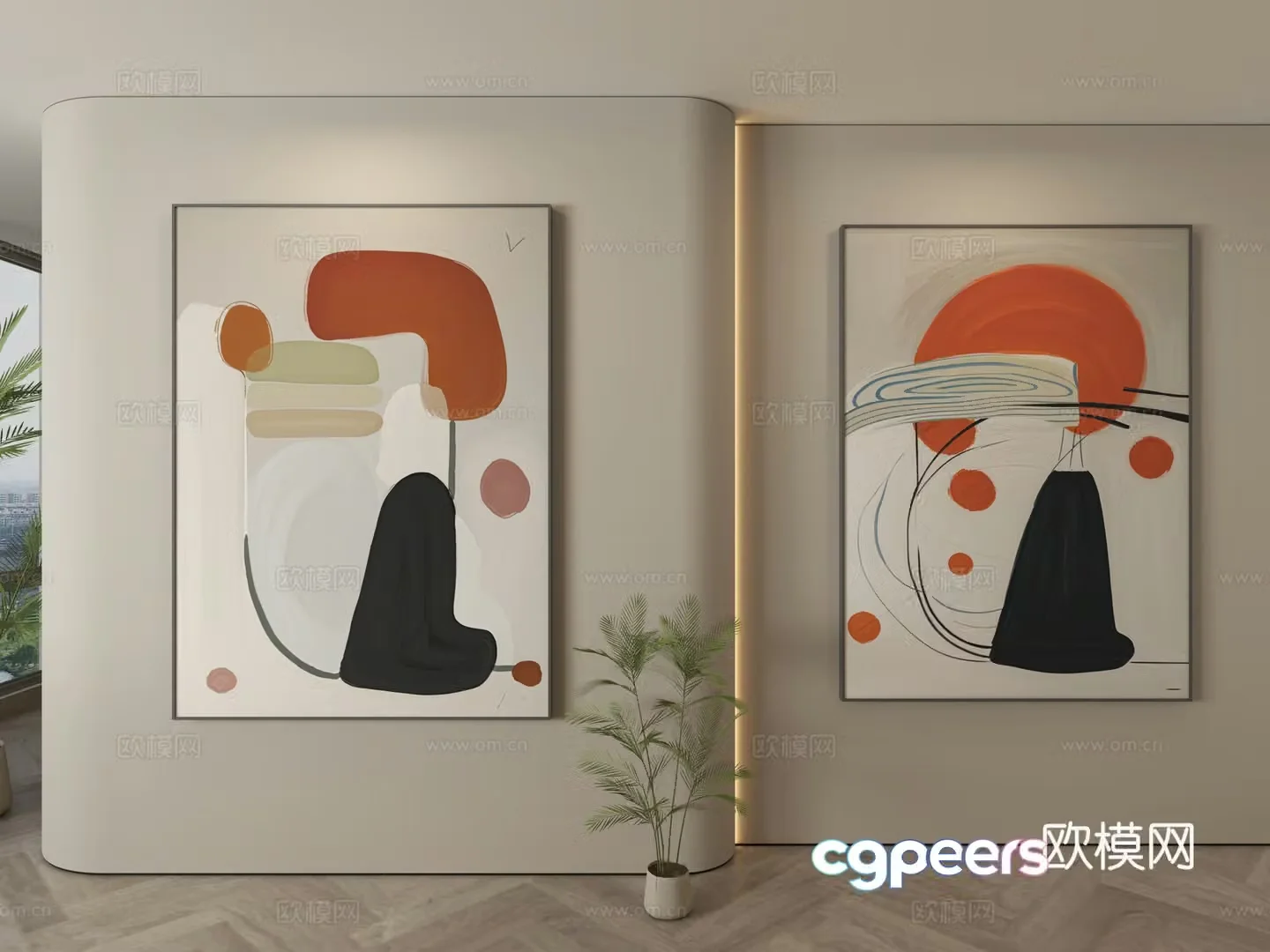 Modern decorative paintings Simple hanging paintings 3D model