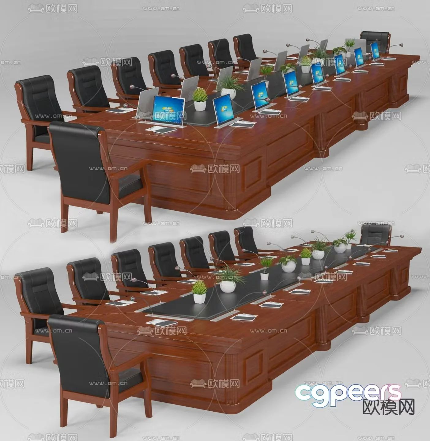 Conference tables and chairs large conference table 3d model
