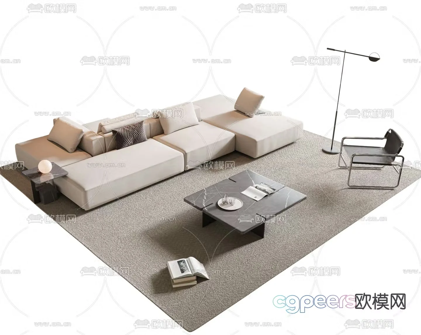 Backrest sofa modular sofa 3d model