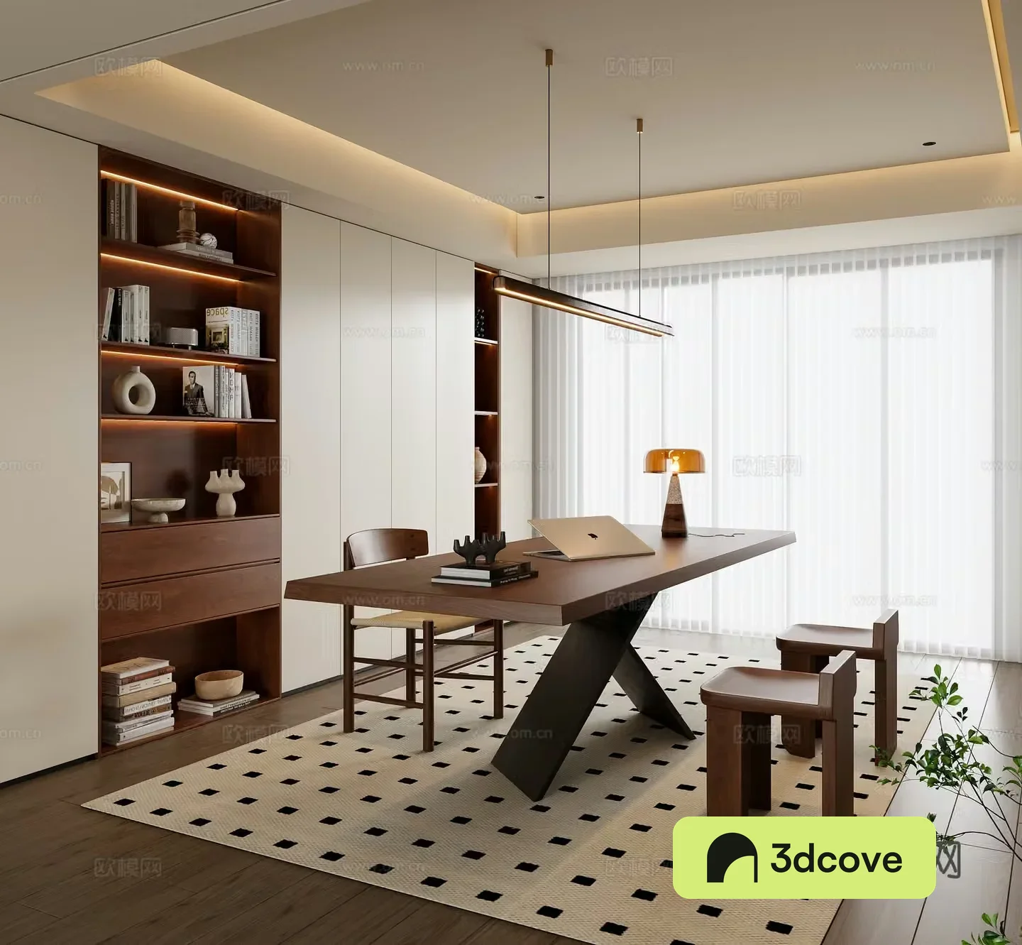 Middle-aged study room 3D model