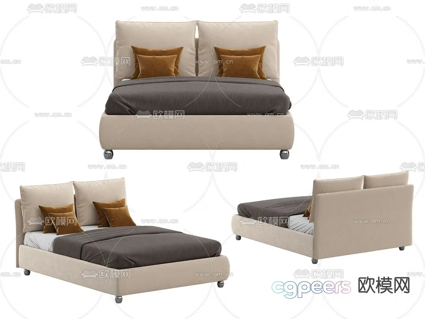 Modern double bed 3d model