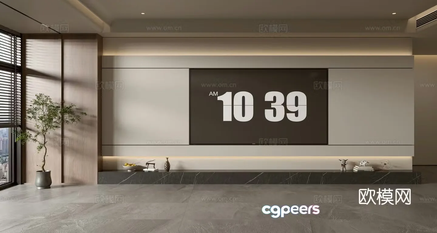 Modern TV background wall 3d model