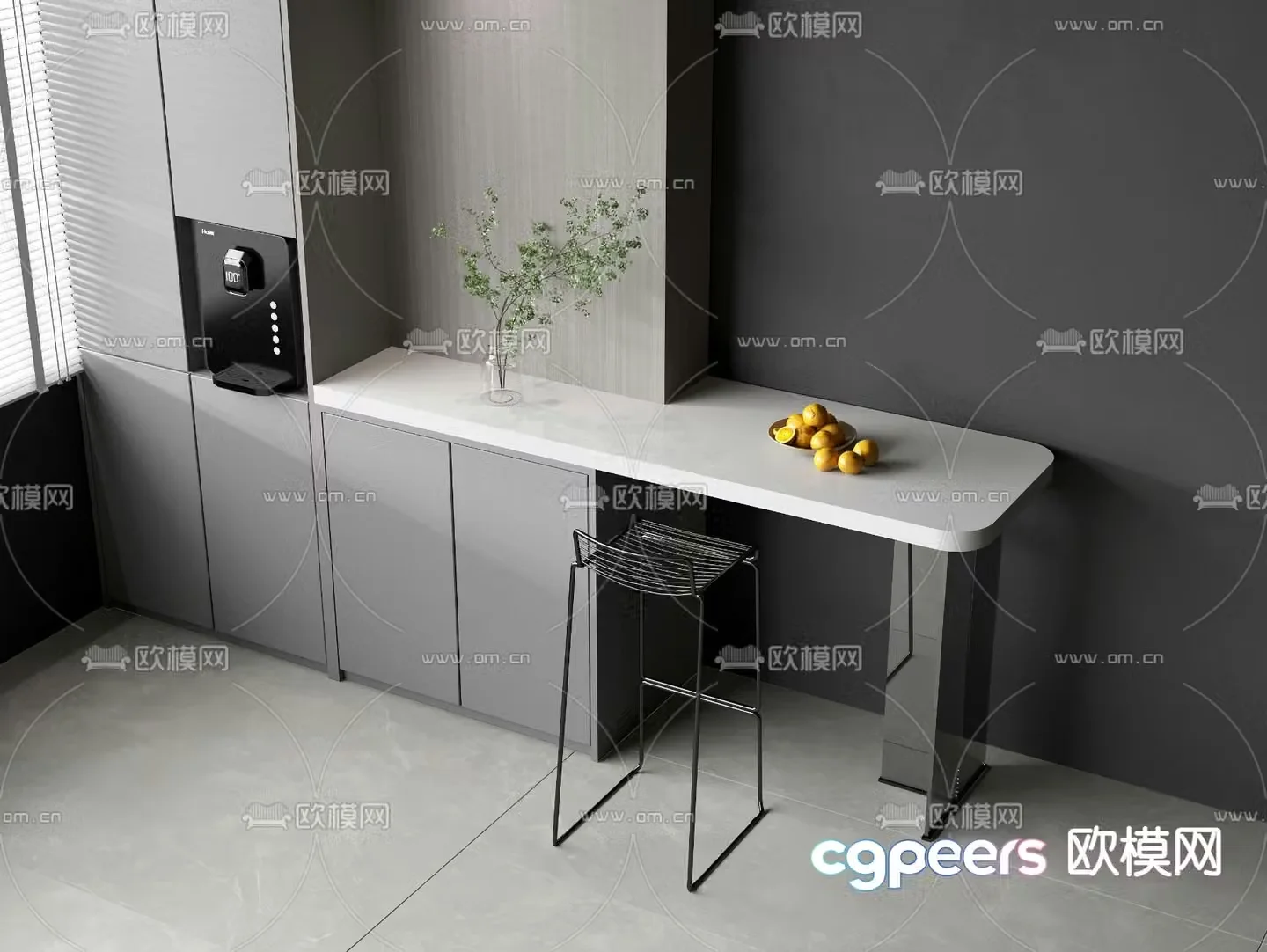 Wall-mounted bar bar chair 3D model