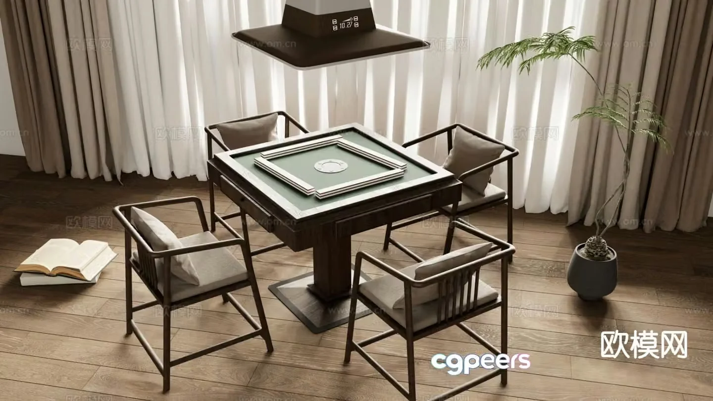 New Chinese style mahjong table entertainment table 3d model