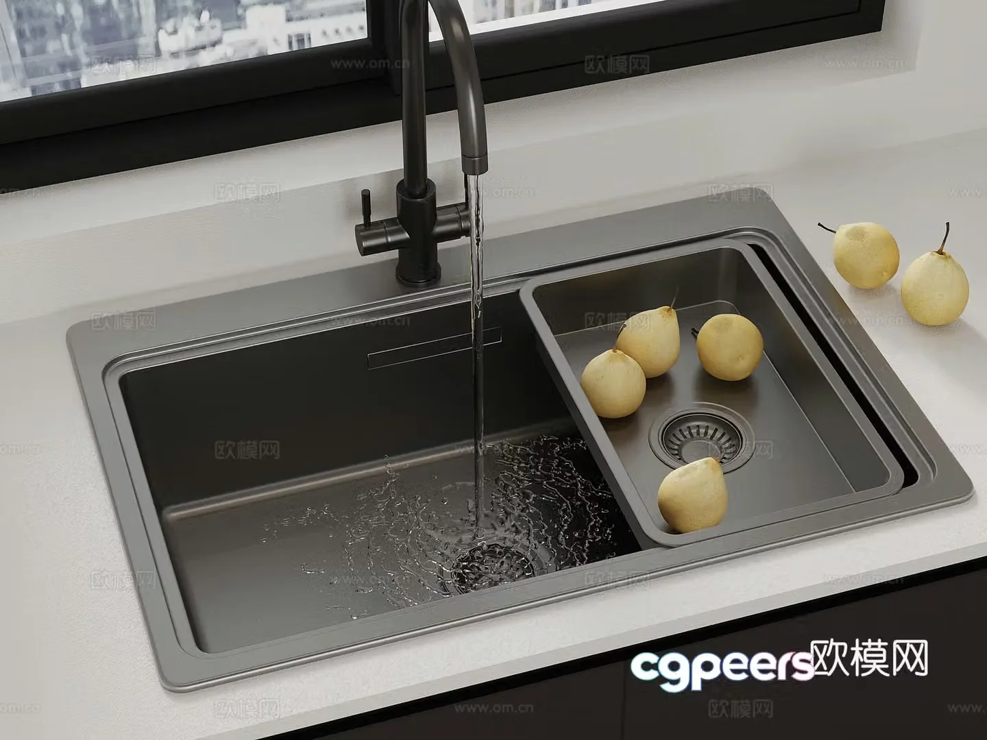 Sink Modern Washing Basin Sink Large Single Tank Water Basin 3D Model