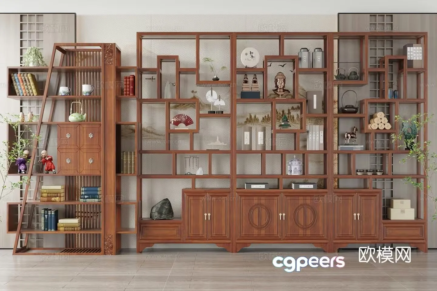 New Chinese style Bogu rack display rack 3D model