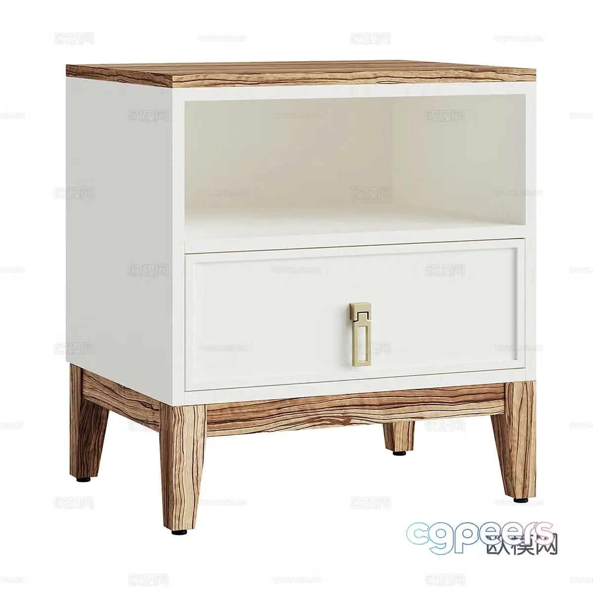 Creamy wind bedside table milky white bedside table square bedside table hanging bedside table children’s bedside 3D model