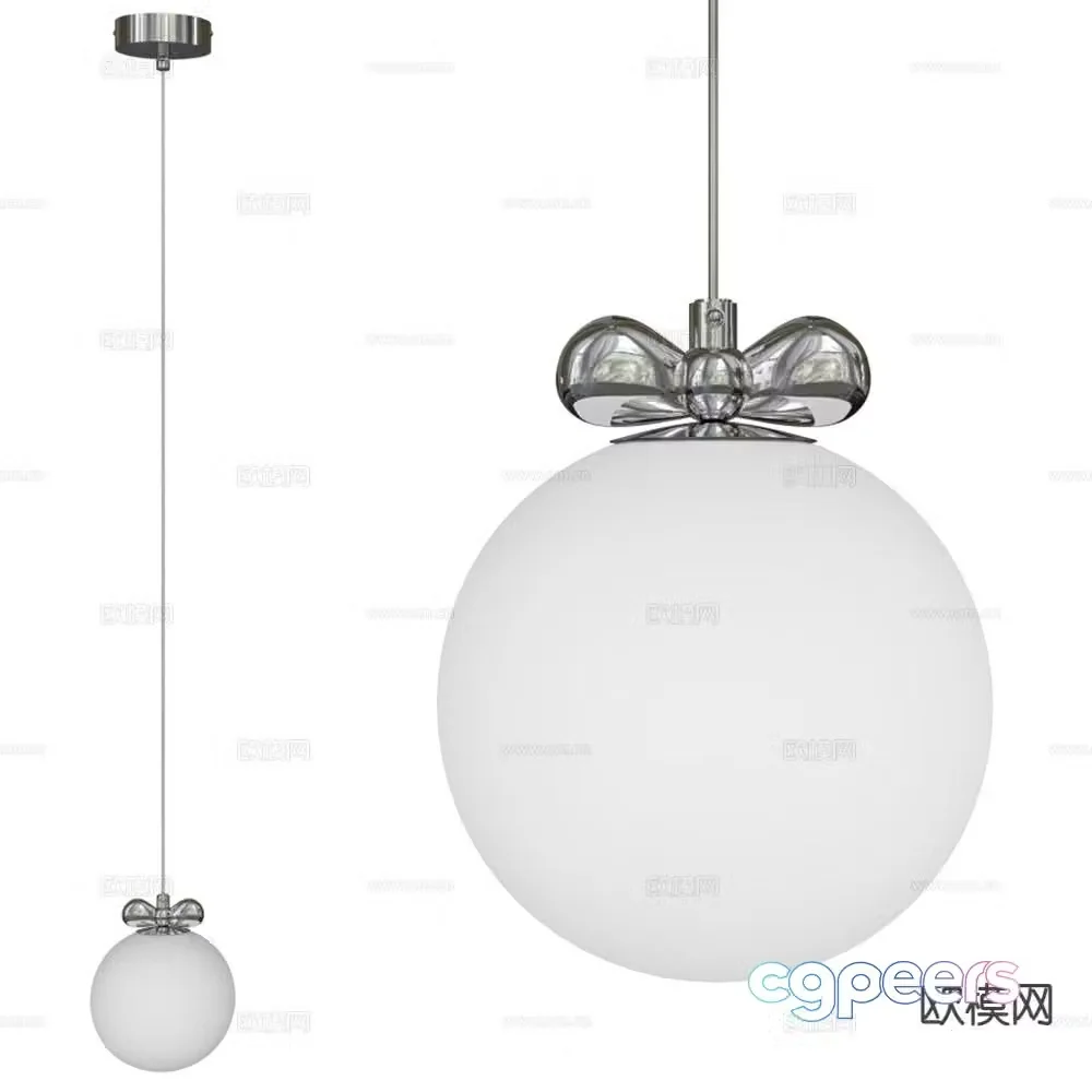 Silver sphere chandelier 3d model