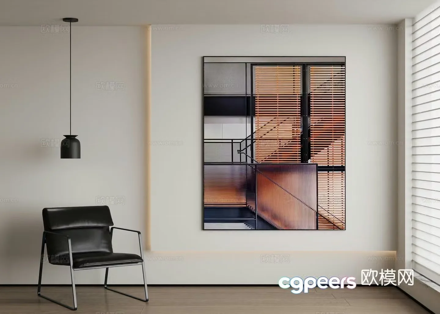 Modern abstract painting decorative painting 3d model