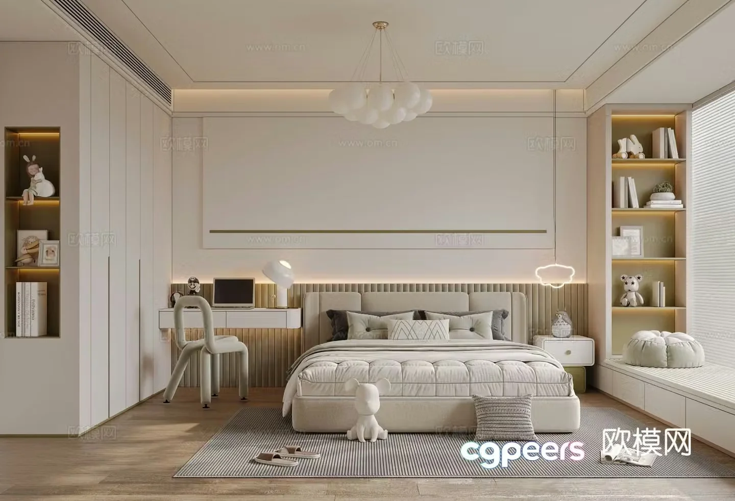 Cream style bedroom second bedroom 3D model