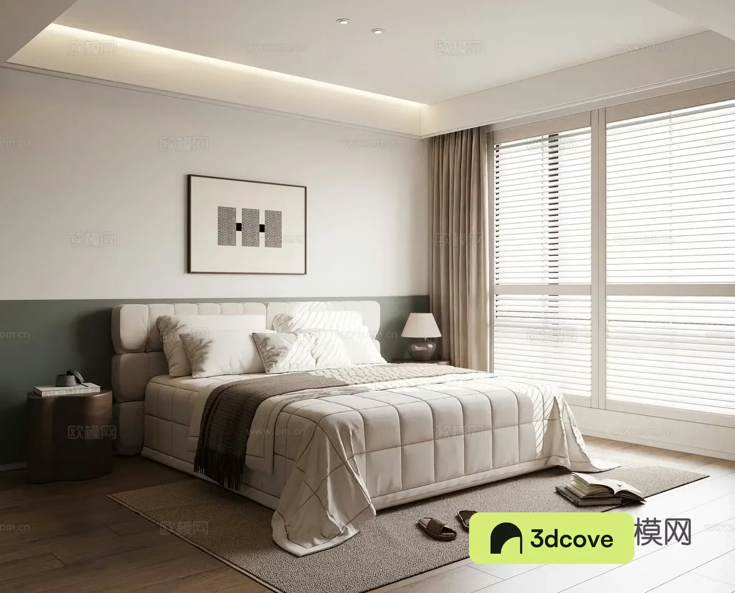 Modern medieval bedroom double bed