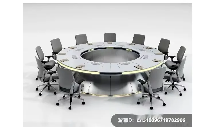 A Large Round Conference Table With A Circular Cutout In The Center Surrounded 3D Model – 7484 – VRAY Render
