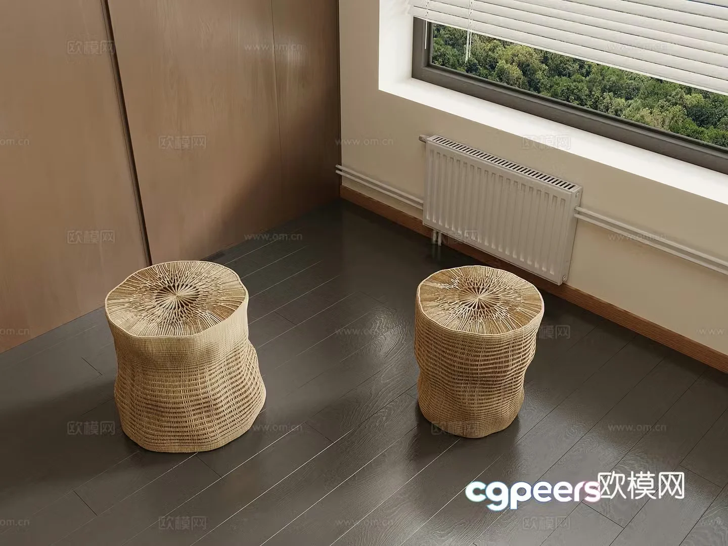 17 stools Wasabi wind stool rattan stool 3d model